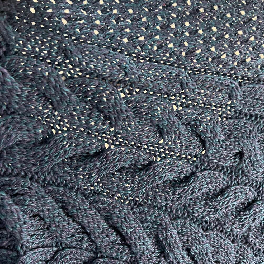 Kiironan Merino Wool Women's V-Neck Poncho Atlantic Blue Navy Size XL/XXL - Picture 6 of 7